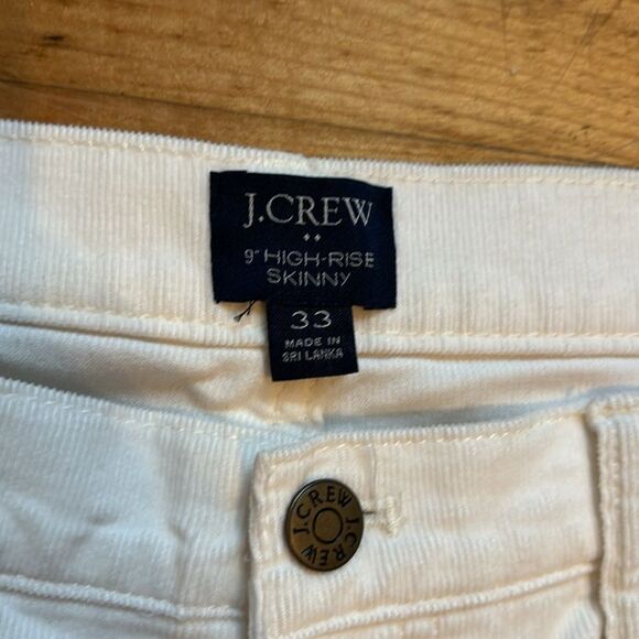 J Crew Women’s White Button Down Corduroy Straight leg pants size 33 - Picture 5 of 6